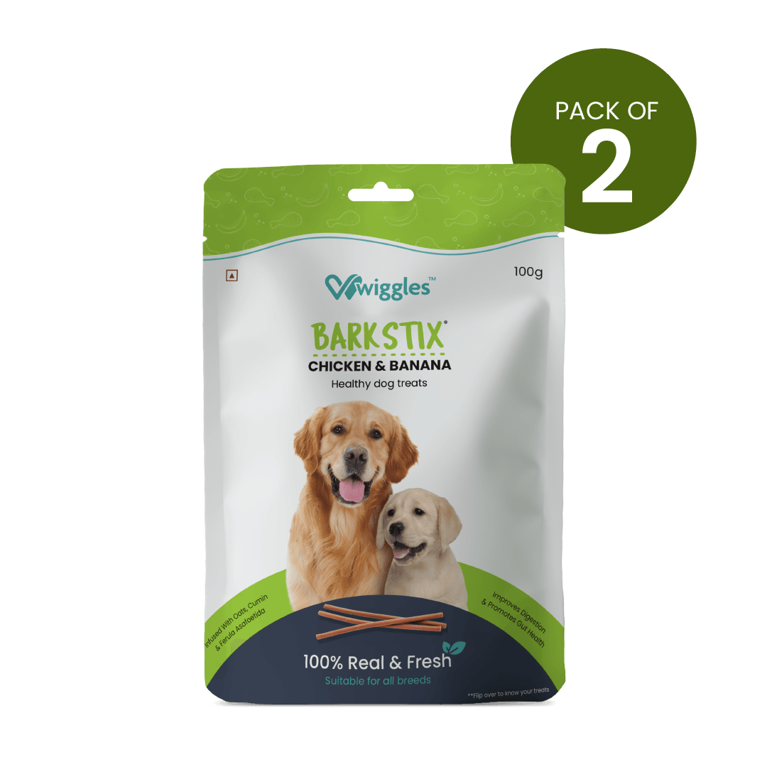 Barkstix Dog Treats for Training Adult & Puppies, (Chicken & Banana) - Wiggles