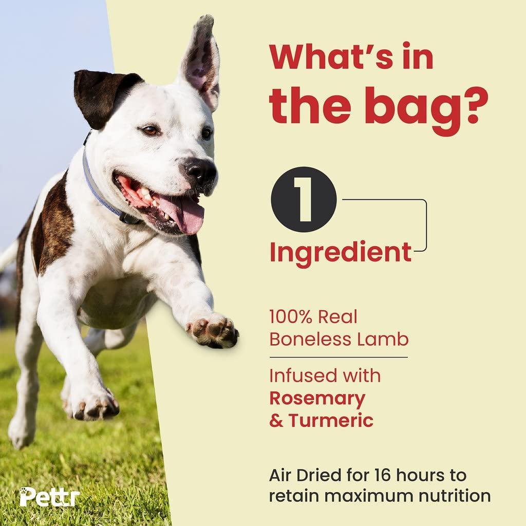 Pettr Farmland Meat Lamb Jerky for Dogs Puppy, 80g - Boneless Lamb, Turmeric & Rosemary Extract - Wiggles.in